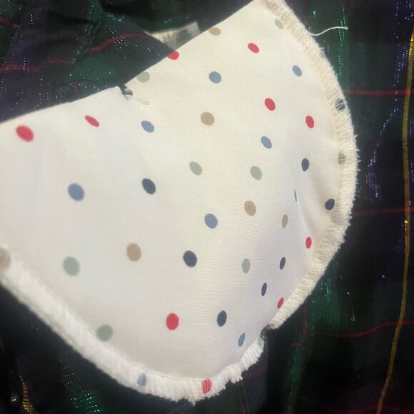 Vtg Y2K Metallic Plaid Button Front Festive Preppy Glam Holiday Blouse 14/16 - Picture 6 of 7